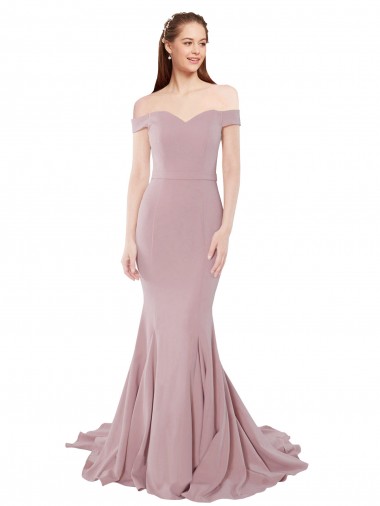 Shop Off the Shoulder Mermaid Long Sweep Train Bridesmaid Dress / Prom Dress