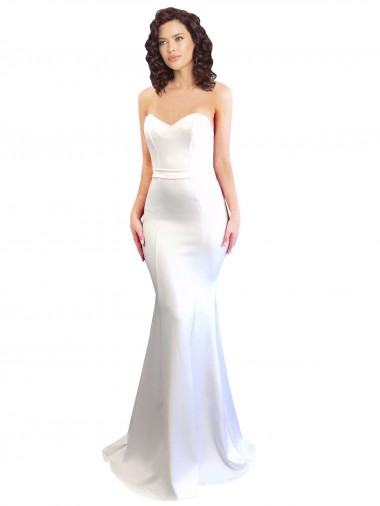 Shop Sweetheart Strapless High Neck Long Formal Crepe Bridesmaid Dress / Prom Dress