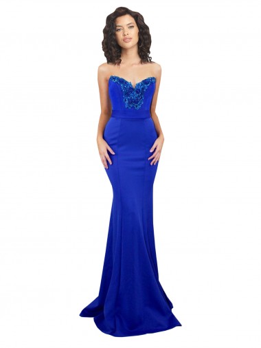 Shop Sweetheart Flower Neckline High Neck Formal Crepe Bridesmaid Dress / Prom Dress