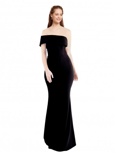 Shop Asymmetrical Draped Off the Shoulder Banded Formal Crepe Bridesmaid Dress / Prom Dress