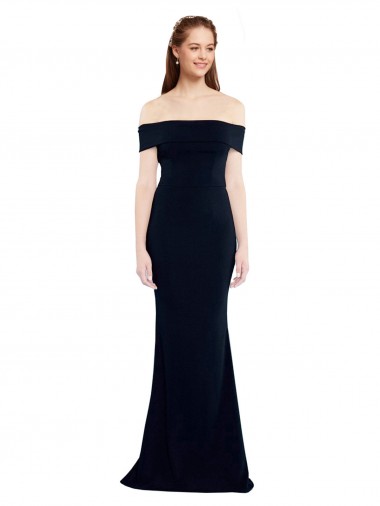 Shop Off the Shoulder Fitted Formal Crepe Bridesmaid Dress / Prom Dress with Back Cut Out