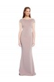 Shop Boat Neck Cap Sleeve Formal Crepe Bridesmaid Dress / Prom Dress with Plunging Tie Back