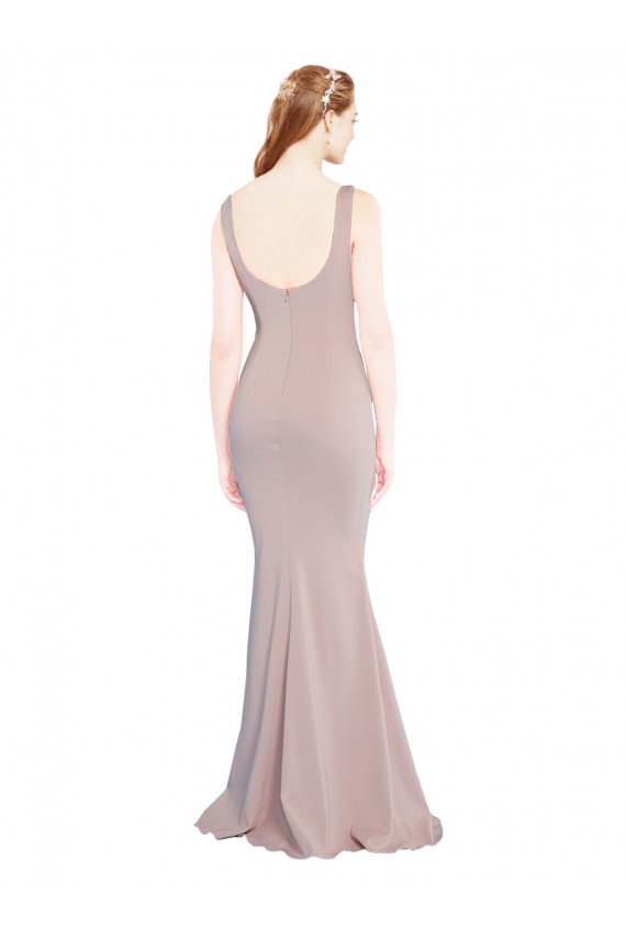 Shop Sleeveless Scoop Neck Fully Lined Formal Crepe Bridesmaid Dress / Prom Dress