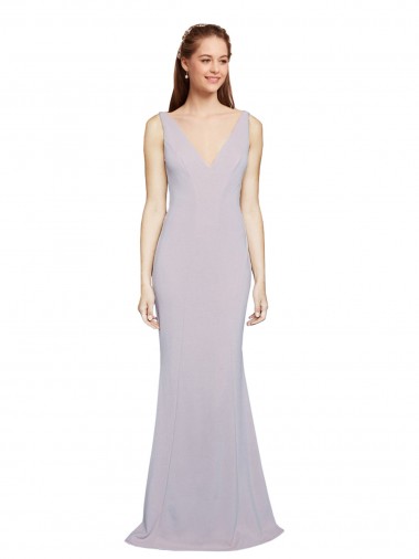 Shop Cut-Out Back V-Neckline Mermaid Formal Crepe Bridesmaid Dress / Prom Dress Keyhole Back