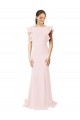 Shop Low V-Back Long Mermaid Crepe Bridesmaid Dress / Prom Dress with Ruffled Sleeves