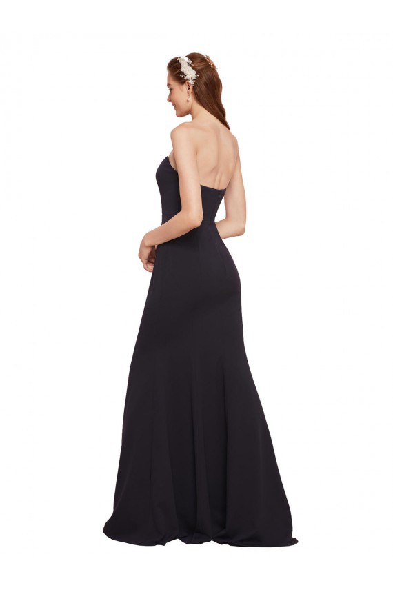 Shop Strapless Bodycon Long Formal Crepe Bridesmaid Dress / Prom Dress with High Slit