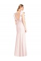 Shop Ruffle Cap Sleeves Open Back Trumpet Bridesmaid Dress / Prom Dress