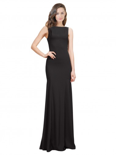 Shop Sleeveless Bateau Neckline Crepe Bridesmaid Dress / Prom Dress with Twist Back