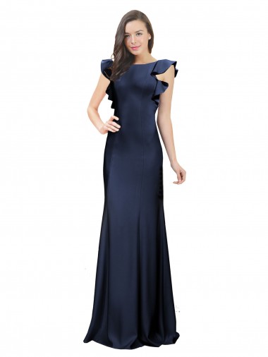 Shop Sleeveless Crepe Bridesmaid Dress / Prom Dress with Cascading Ruffle and Keyhole Back