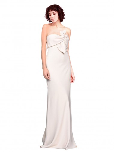 Shop Strapless Crepe Fitted Bridesmaid Dress / Prom Dress with Twist Bow