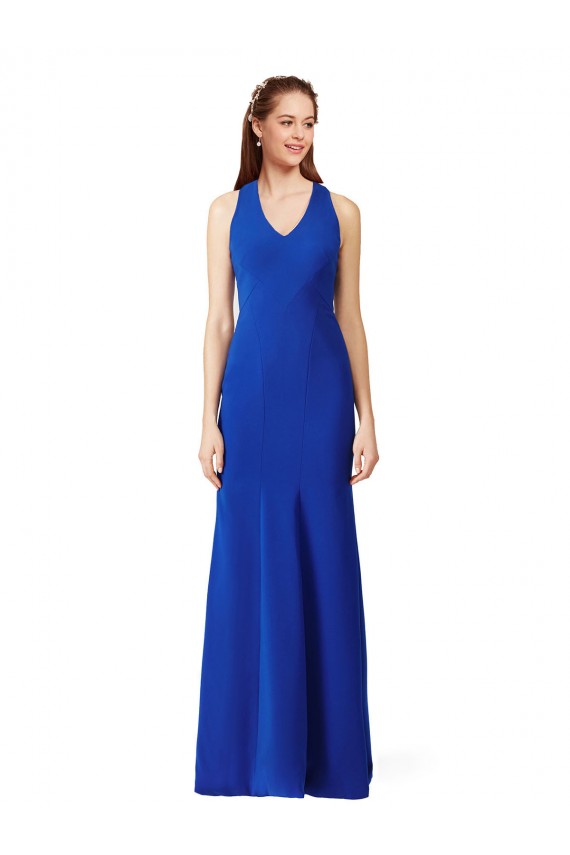 Shop Halter V-Neck Long A-Line Formal Crepe Bridesmaid Dress / Prom Dress