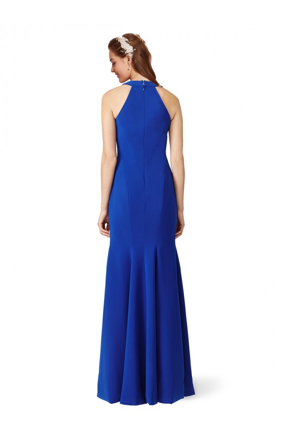 Shop Halter V-Neck Long A-Line Formal Crepe Bridesmaid Dress / Prom Dress