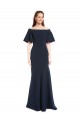 Shop Off the Shoulder Formal Crepe Bridesmaid Dress / Prom Dress with Short Ruffle Sleeves.