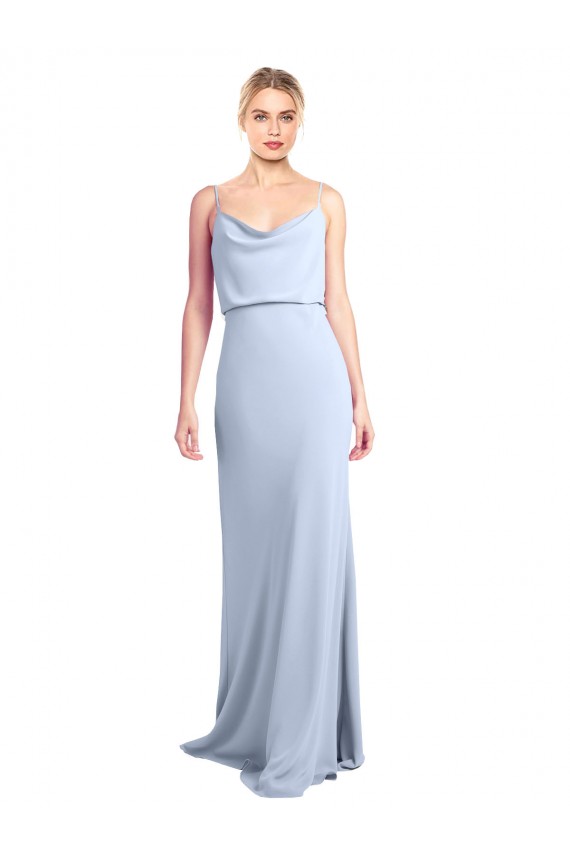 Shop Feminine Cowl Neck Slim Floor Length Stretch Formal Crepe Bridesmaid Dress / Prom Dress