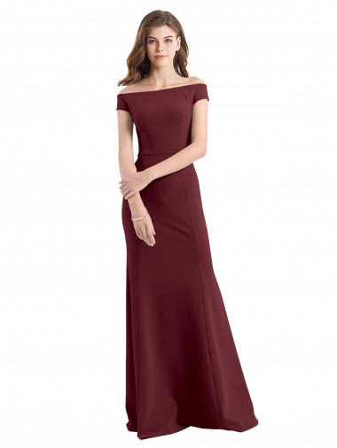 Shop Off the Shoulder Fit and Flare Stretch Crepe Bridesmaid Dress / Prom Dress