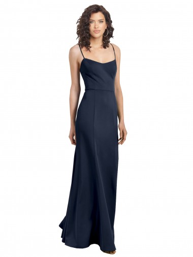 Shop Fit and Flare Scoop Neck Long Sleeveless Stretch Formal Crepe Bridesmaid Dress / Prom Dress