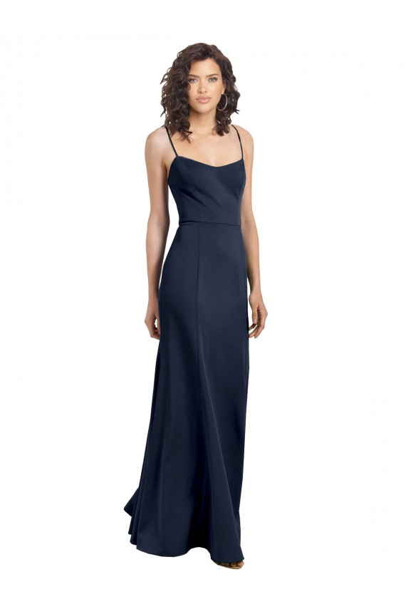 Shop Fit and Flare Scoop Neck Long Sleeveless Stretch Formal Crepe Bridesmaid Dress / Prom Dress