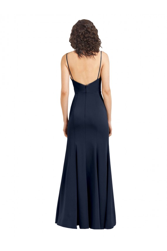 Shop Fit and Flare Scoop Neck Long Sleeveless Stretch Formal Crepe Bridesmaid Dress / Prom Dress