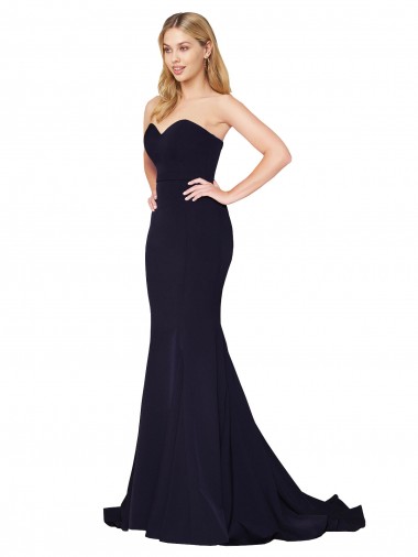 Shop Sweetheart High Neck Sweep Train Sleeveless Formal Crepe Bridesmaid Dress / Prom Dress