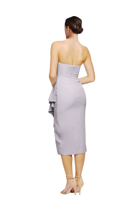 Shop Short Cocktail Length Strapless Formal Crepe Bridesmaid Dress / Prom Dress with Ruffles