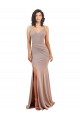 Shop Fishtail Shape V-Neck Formal Crepe Bridesmaid Dress / Prom Dress with Slit