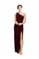 Shop One Shoulder Sheath Formal Crepe Bridesmaid Dress / Prom Dress with High Side Split