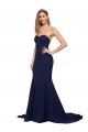 Shop Fit and Flare Sweetheart Long Formal Crepe Bridesmaid Dress / Prom Dress with Sweep Train