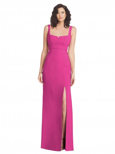 Shop Wide Strap Notch Empire Waist Bridesaid Dress with Front Slit