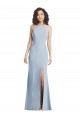 Shop High Neck Halter Formal Crepe Bridesmaid Dress / Prom Dress with Twist Criss Cross Back