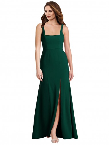 Shop Square Neck Trumpet Maxi Bridesmaid Dress / Prom Dress with Front Slit