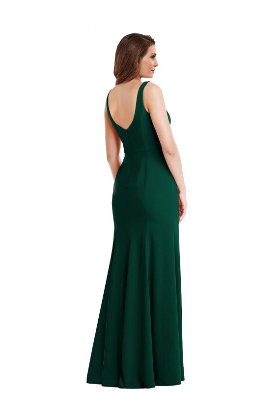 Shop Square Neck Trumpet Maxi Bridesmaid Dress / Prom Dress with Front Slit