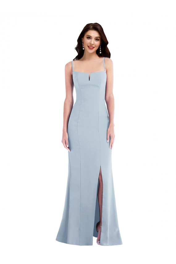 Shop Flattering Trumpet Maxi Formal Crepe Bridesmaid Dress / Prom Dress with Front Slit