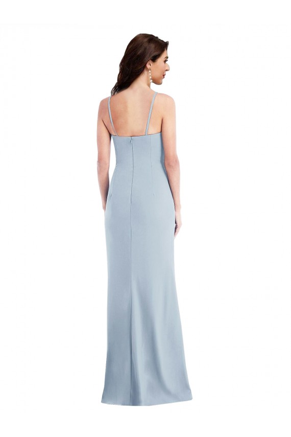 Shop Flattering Trumpet Maxi Formal Crepe Bridesmaid Dress / Prom Dress with Front Slit