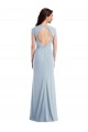 Shop Cap Sleeve Open Back Trumpet Formal Crepe Bridesmaid Dress / Prom Dress with Front Slit