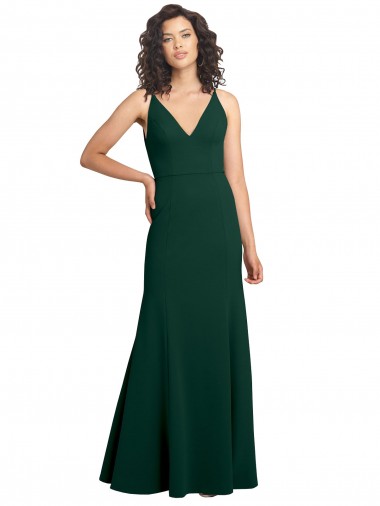 Shop Form Fitting Stretch Formal Crepe A-Line Bridesmaid Dress / Prom Dress