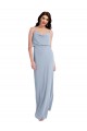 Shop Draped Cowl Neck Long Formal Crepe Bridesmaid Dress / Prom Dress with Spaghetti Straps