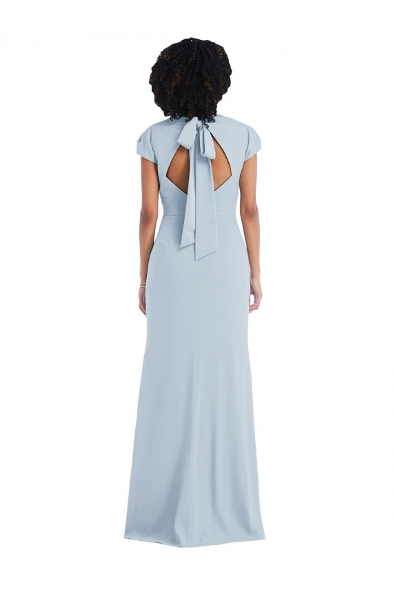 Shop Cap Sleeve Cutout Tie Back Trumpet Bridesmaid Dress