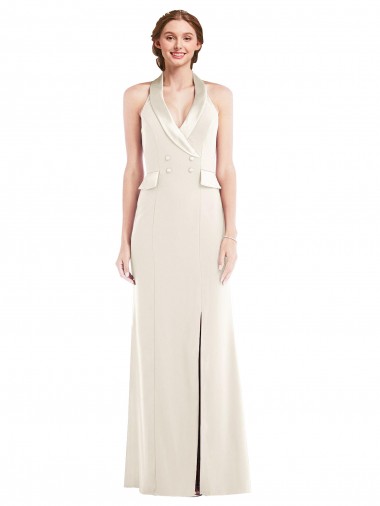 Shop Halter Tuxedo Maxi Bridesmaid Dress / Prom Dress with Front Slit