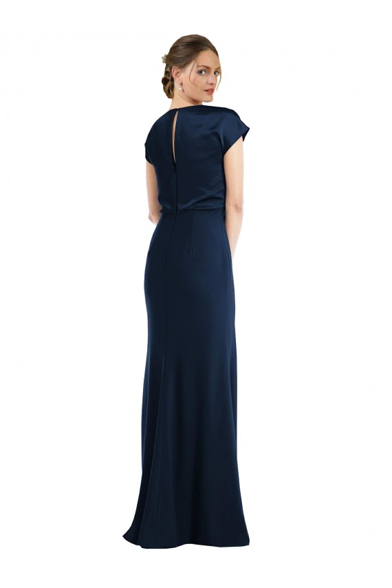 Shop Soft Bow Blouson Bodice Trumpet Formal Crepe Bridesmaid Dress / Prom Dress