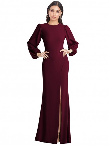 Shop Puff Sleeves Long Maxi Briddesmaid Dress with Cutout Tie Back