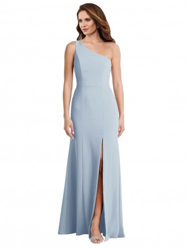 Shop Bold One Shoulder Trumpet Maxi Formal Crepe Bridesmaid Dress / Prom Dress