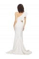 Shop Ruched Long Sweep Train Crepe Bridesmaid Dress / Prom Dress with Shoulder Ruffles