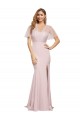 Shop Crepe Long Sweetheart Neckline Formal Bridesmaid Dress / Prom Dress with Tulle Overlay Shoulders