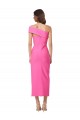 Shop One Shoulder Neckline Short Midi Length Formal Crepe Bridesmaid Dress / Cocktail Prom Dress