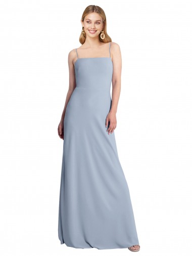 Shop Straight Neckline Crepe Slip Bridesmaid Dress / Prom Dress with Strappy Back