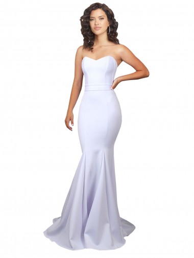 Shop Simple Long Strapless Sweetheart Mermaid Crepe Beach Wedding Dress