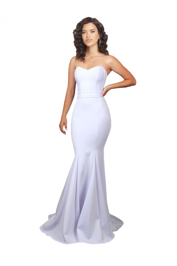 Shop Simple Long Strapless Sweetheart Mermaid Crepe Beach Wedding Dress