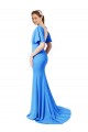 Shop Short Sleeves Long V-Neck Crepe Bridesmaid Dress / Prom Dress with V-Back