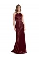 Shop High Neck Halter Long Sleeveless Formal Stretch Satin Bridesmaid Dress / Prom Dress with Strappy Back