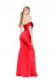 Shop High Neck Off the Shoulder Formal Stretch Satin Bridesmaid Dress / Prom Dress with High Slit